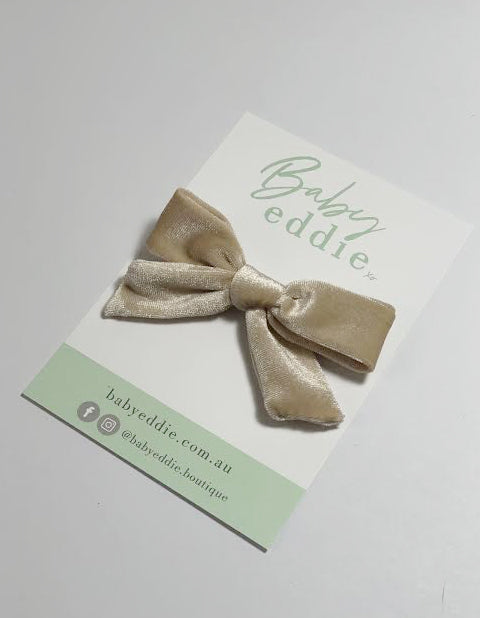 Large Velvet Bow Clip | Cream
