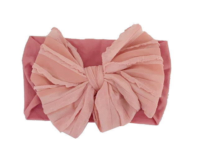 Ruffle Bow- Headband Wrap | Rose
