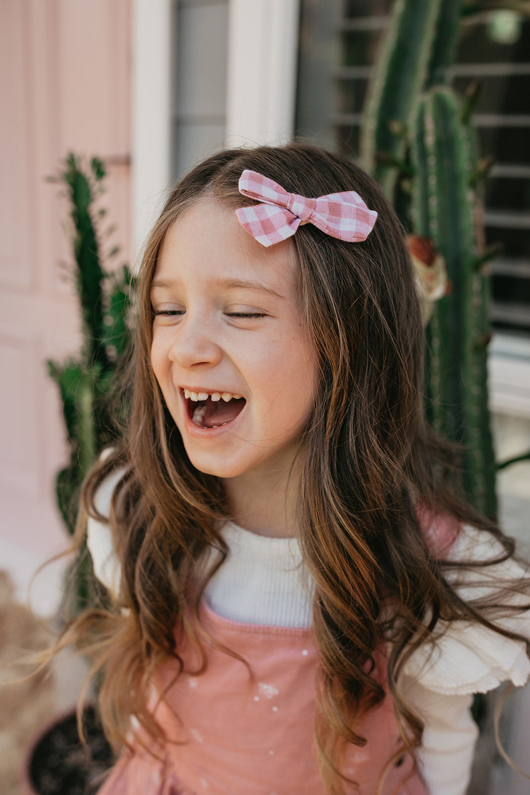Gingham Bow Clip | Pink