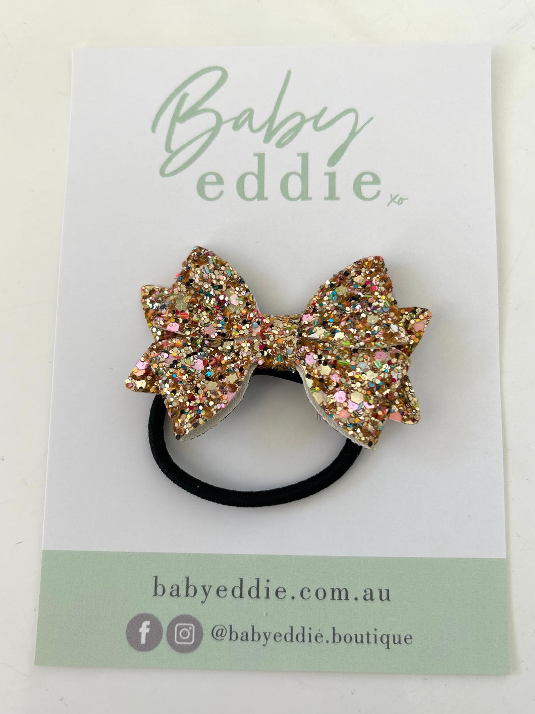 Sparkly Bow elastic - Gold