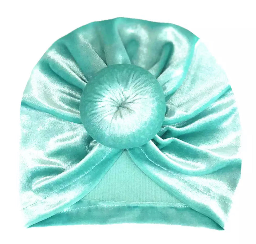 Velvet Top Knot Turban | Light green