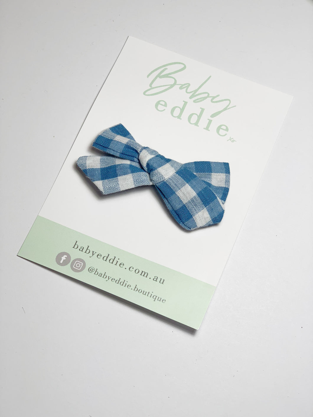 Gingham Bow Clip | Blue