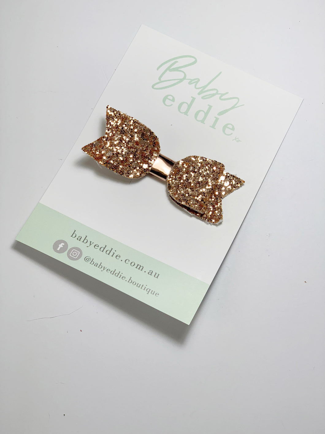 Glitter Bow Clip | Rose Gold