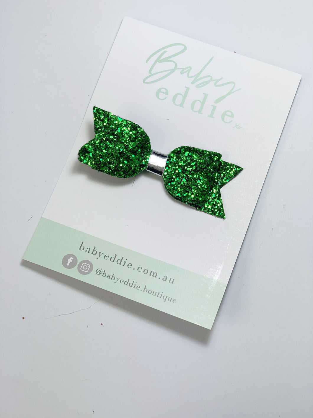 Glitter Bow Clip | Green